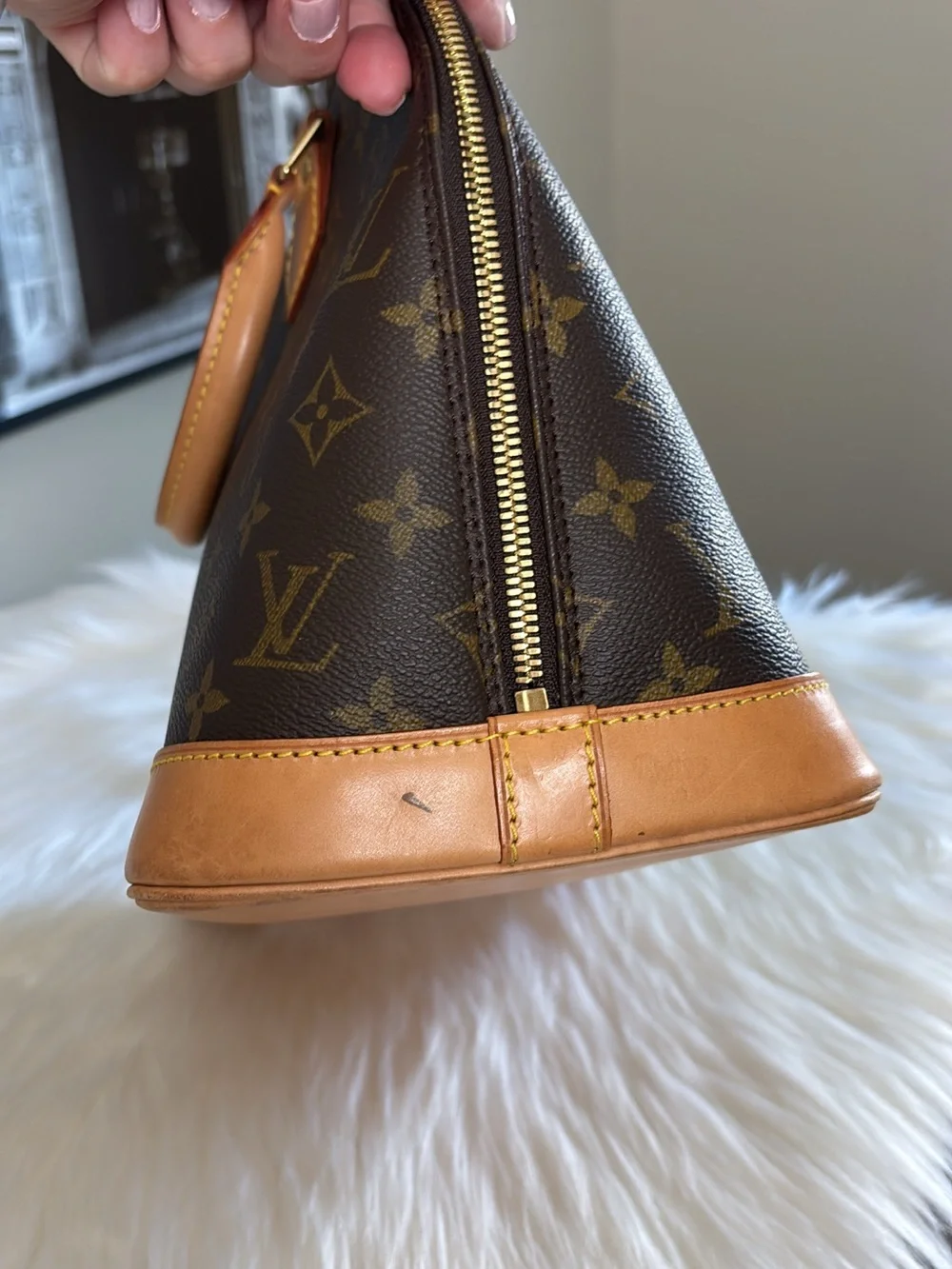 Louis Vuitton Monogram Alma Satchel in Brown and Tan